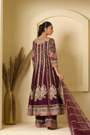Deep Plum Embroidered Anarkali Suit