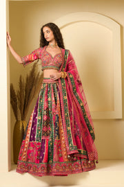 Multicolour Panelled Bridal Lehenga Set
