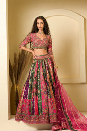 Multicolour Panelled Bridal Lehenga Set