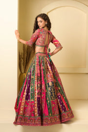 Multicolour Panelled Bridal Lehenga Set