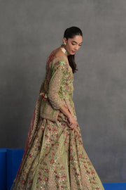 Pistachio Green Heavily Embroidered Lehenga Set