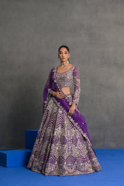 Purple and Silver Embellished Lehenga Set