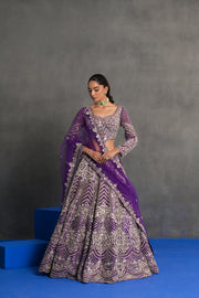 Purple and Silver Embellished Lehenga Set