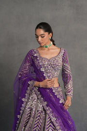 Purple and Silver Embellished Lehenga Set