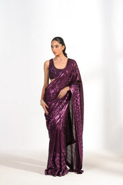 Plum Purple Sequinned Saree