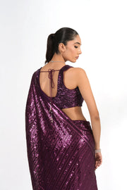 Plum Purple Sequinned Saree