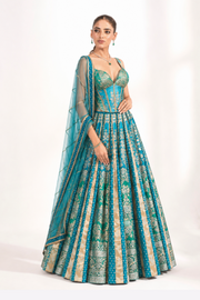 Morni Teal Lehenga Set