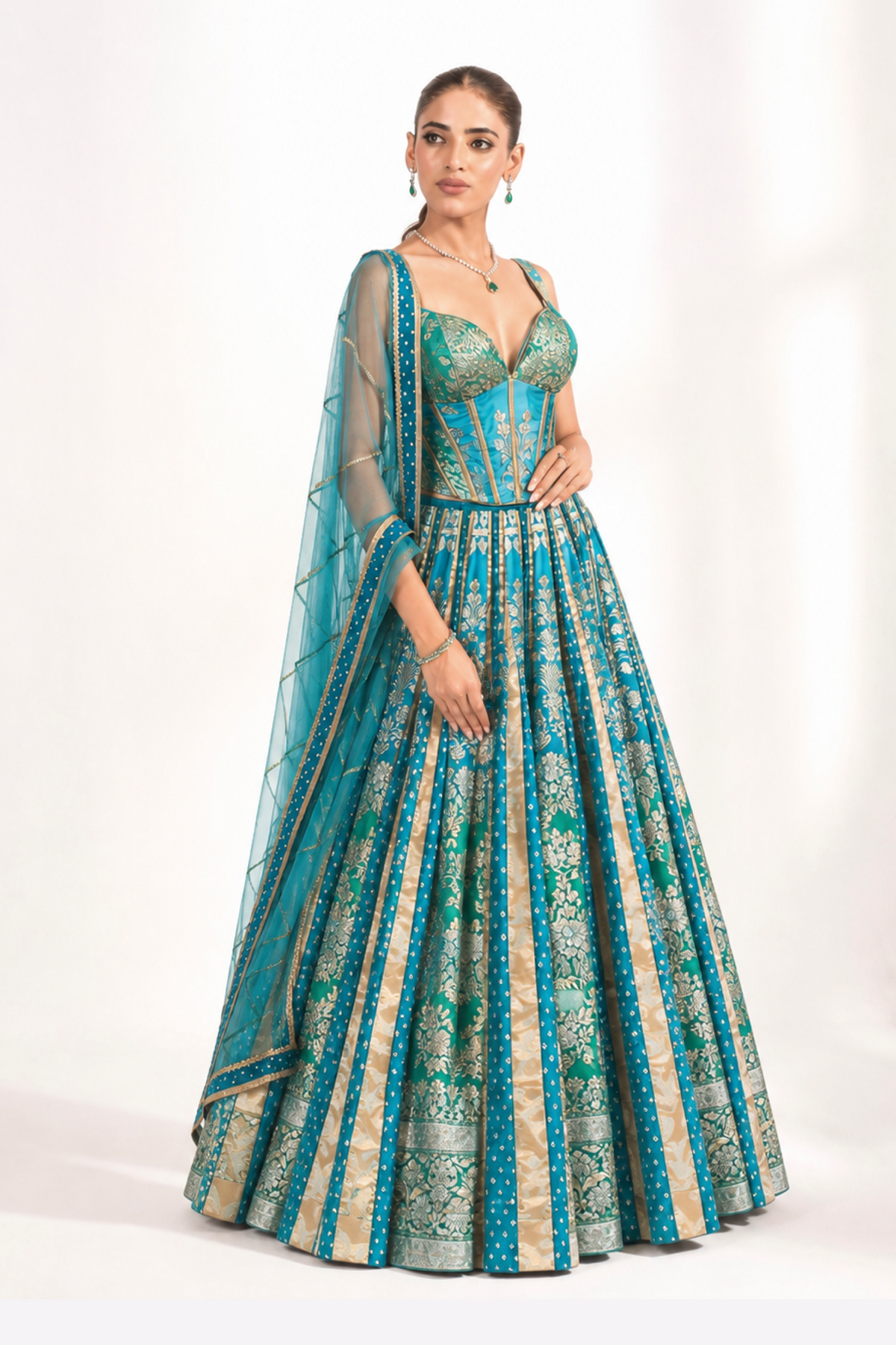 Morni Teal Lehenga Set