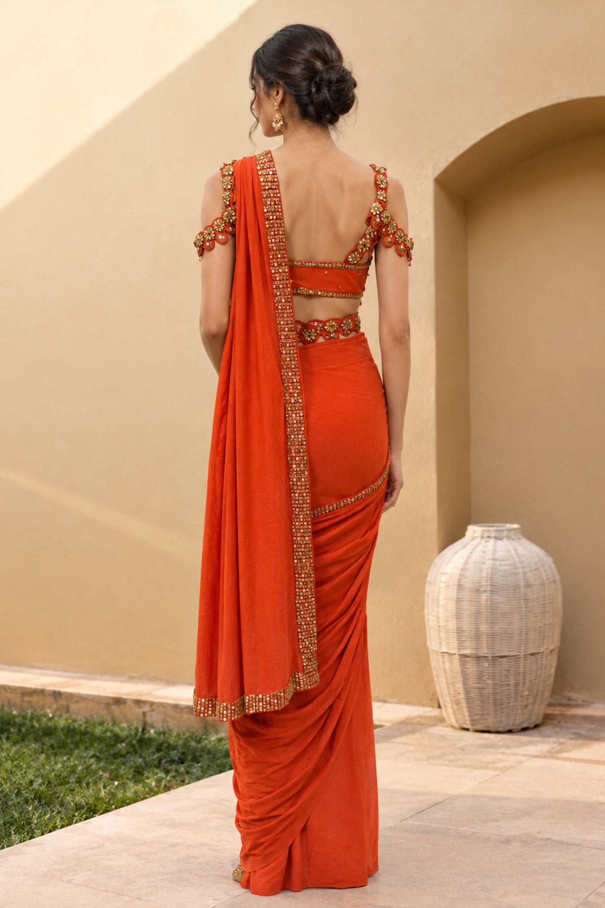 Ziva Gold Embellished Saree