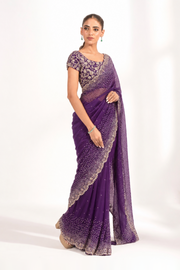 Virelle Purple Embellished Saree