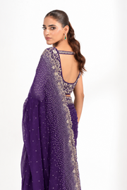 Virelle Purple Embellished Saree