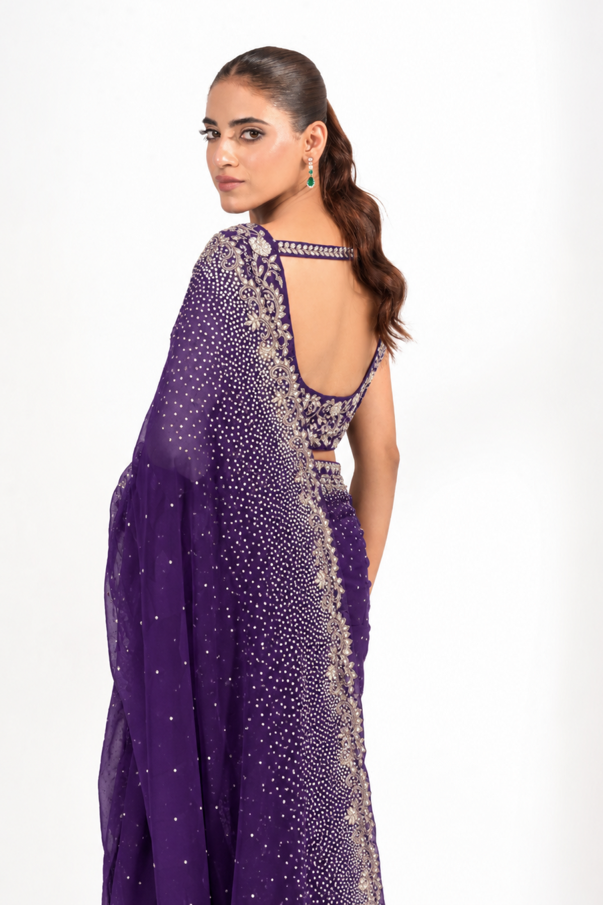 Virelle Purple Embellished Saree