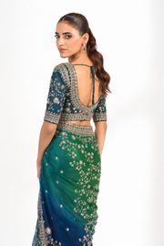 Aavya Teal Embroidered Saree