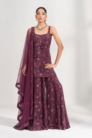 Omaira Plum Sequinned Sharara