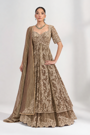 Raina Mocha Embroidered Lehenga