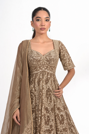Raina Mocha Embroidered Lehenga