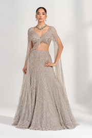 Kaavish Ivory Embroidered Lehenga