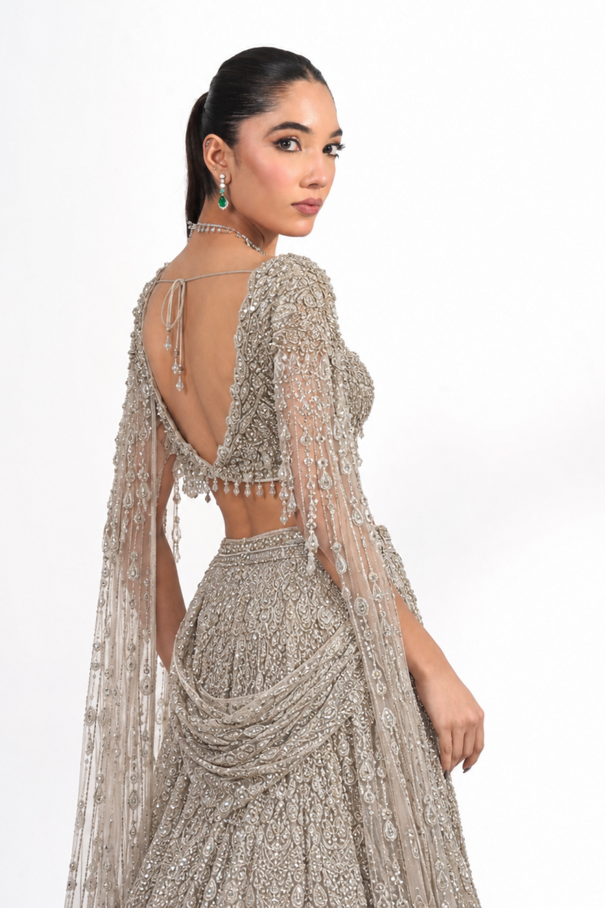 Kaavish Ivory Embroidered Lehenga