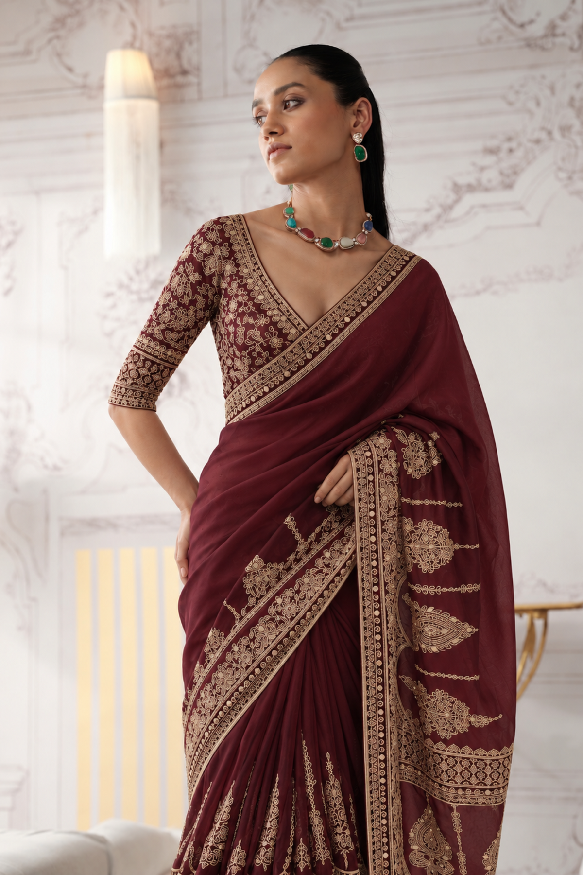 Jivika Embroidered Saree — image 2