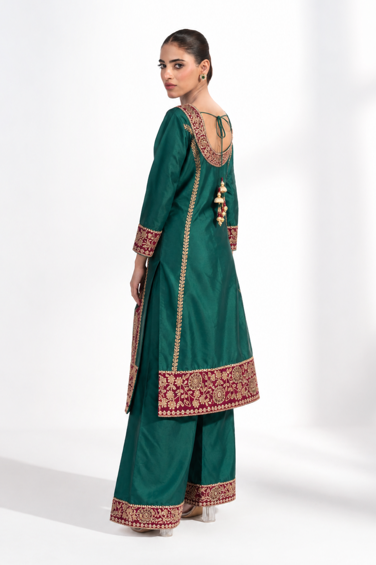 Aariz Emerald Embroidered Suit — view 2