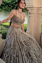 METALLIC CHEVRON LEHENGA