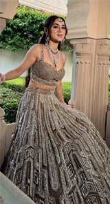 METALLIC CHEVRON LEHENGA