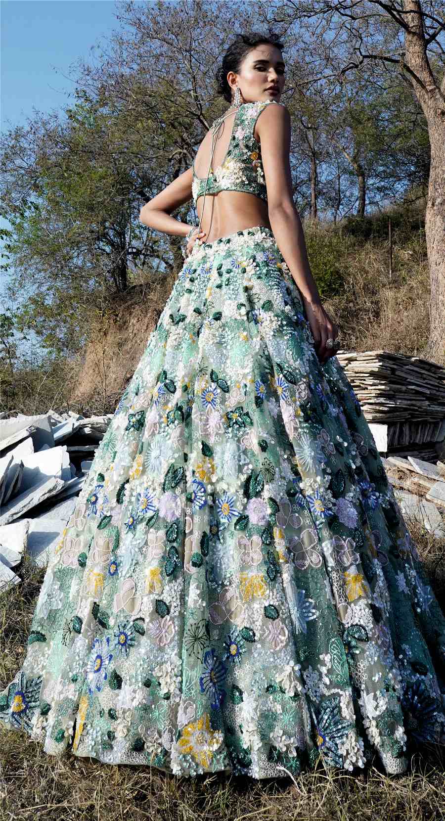 DARCY GREEN LEHENGA