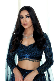 Ekru Teal Lehenga