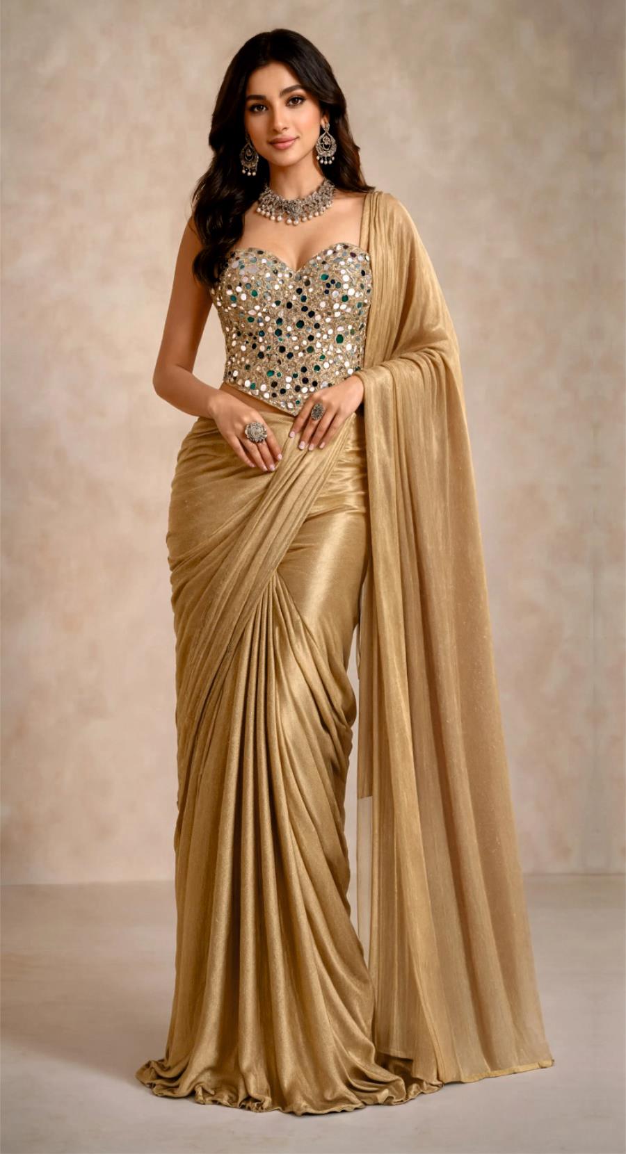 MIRROR CORSET DRAPE SAREE