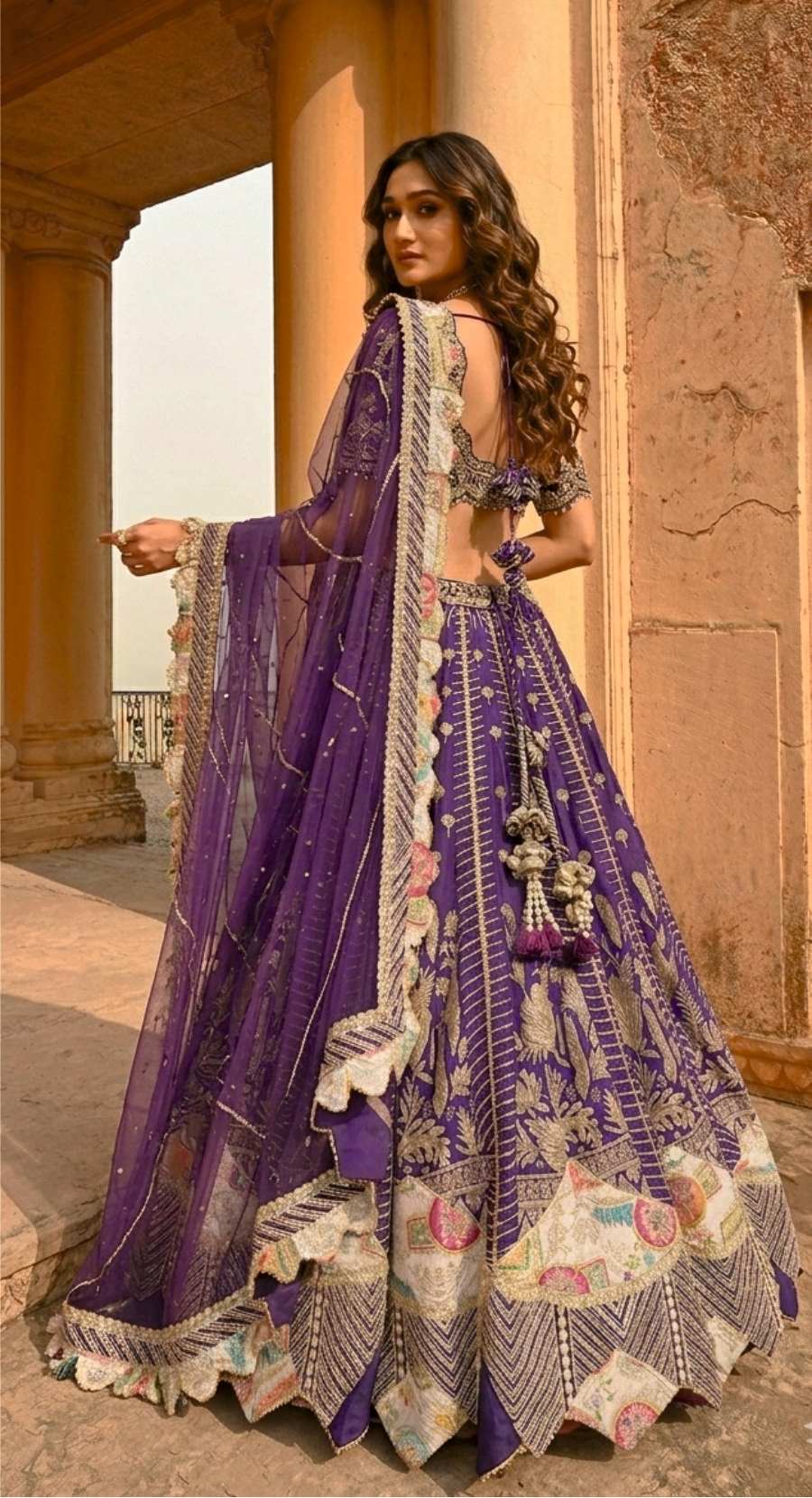 JALSA PURPLE BROCADE LEHENGA
