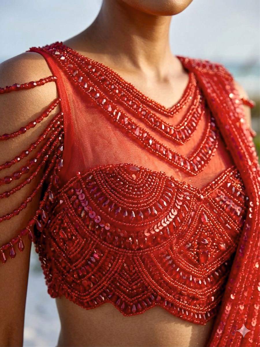 RED TONAL DRAPE SAREE