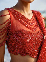 RED TONAL DRAPE SAREE