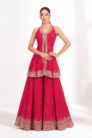 Riva Fuchsia Embellished Sharara — view 1