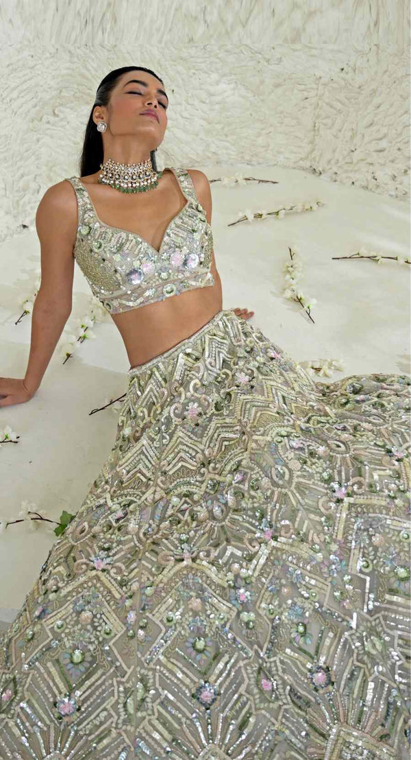 ROSETTE MINT LEHENGA