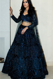 Ekru Teal Lehenga