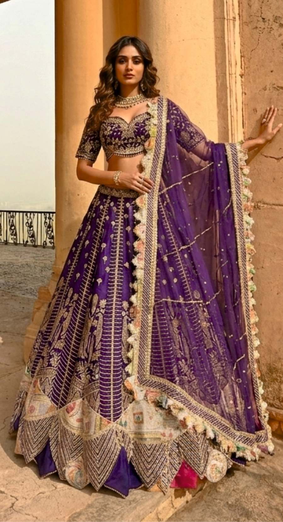 JALSA PURPLE BROCADE LEHENGA