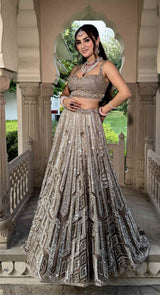 METALLIC CHEVRON LEHENGA