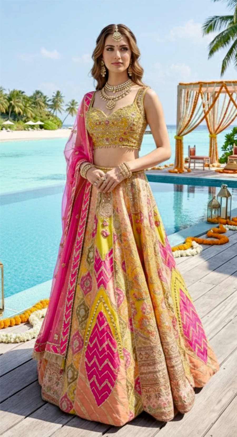 AZMA MULTICOLOURED LEHENGA