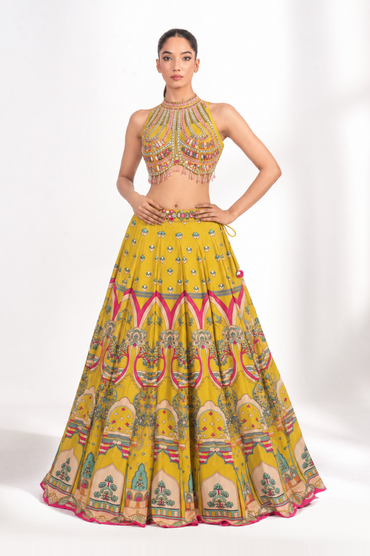 Zahra Marigold Printed Lehenga — view 2