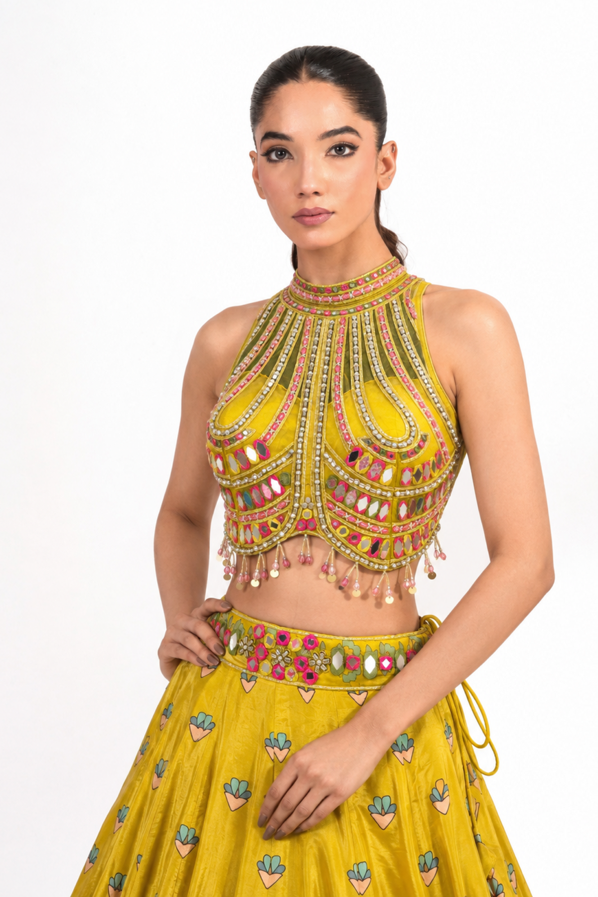 Zahra Marigold Printed Lehenga — view 3