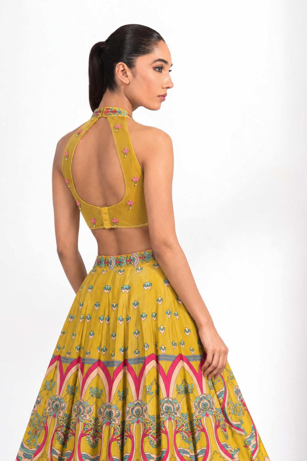 Zahra Marigold Printed Lehenga — view 4