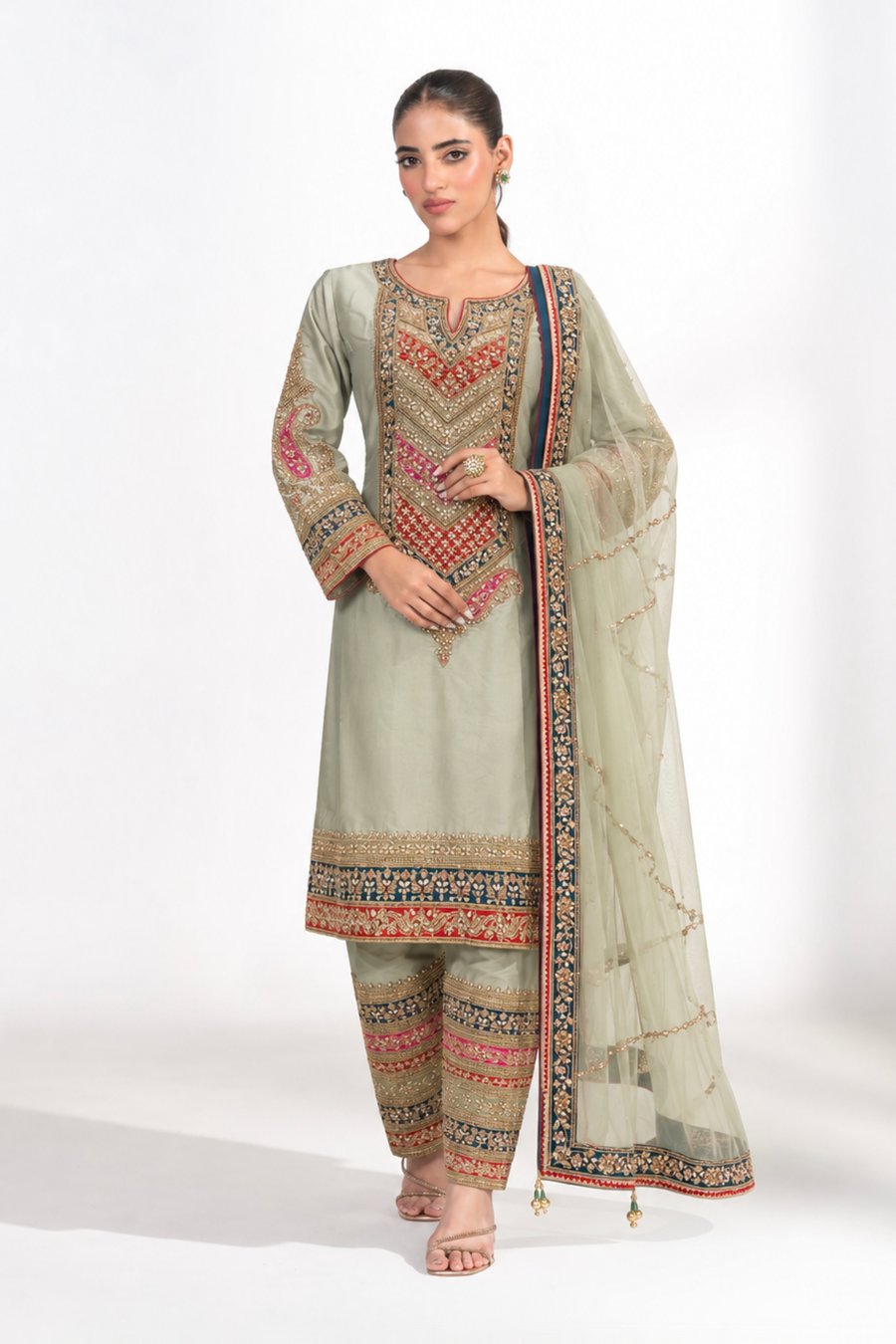 Zivara Sage Embroidered Set