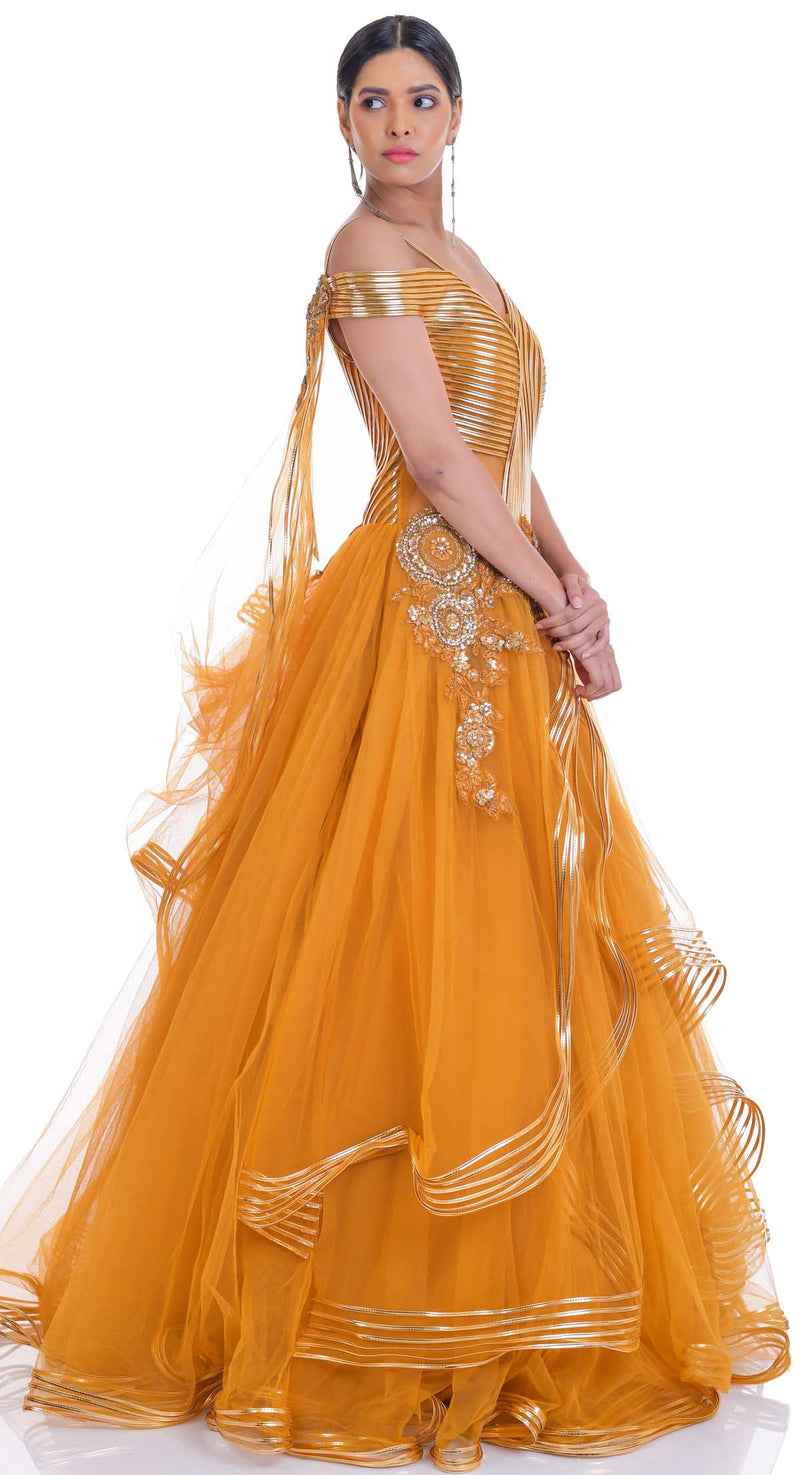 Yellow Cotton Gown Dress - GW0323