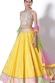 Daisy yellow banarasi lehenga