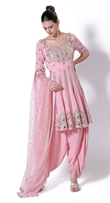 Baby pink leather applique suit
