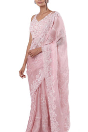 Jaal Pink Organza Saree