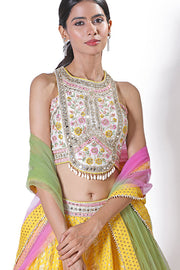 Daisy yellow banarasi lehenga