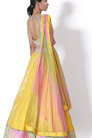 Daisy yellow banarasi lehenga