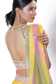 Daisy yellow banarasi lehenga
