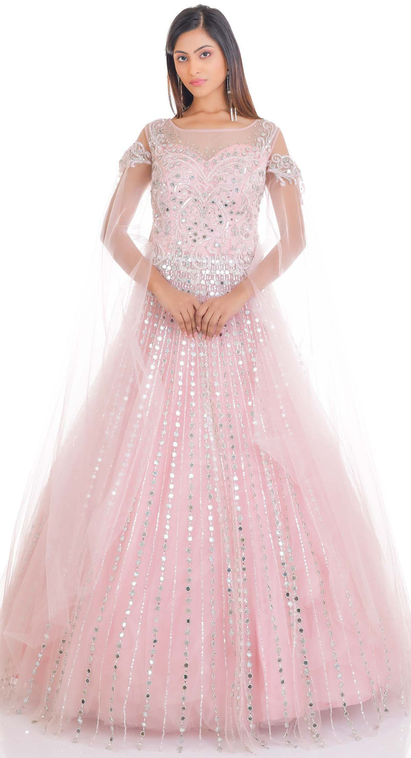 PINK HAND EMBROIDERED GOWN – POSHAK